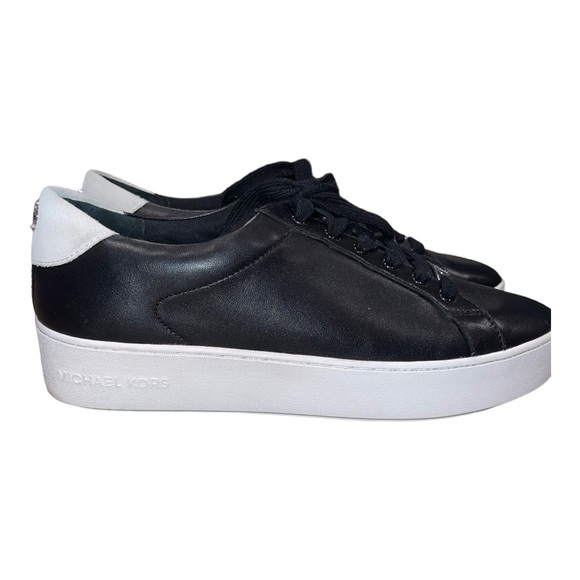 MICHAEL Michael Kors Poppy Black Leather Sneaker with Silver Accents Size 10M - Picture 2 of 8
